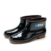 Ymiytan Mens Rain Boots Подвижна памучна облицовка водоустойчива ботуша издърпване на градински обувки Небрежна работа Комфорт топло външно фиксиран памучен блок 7.5