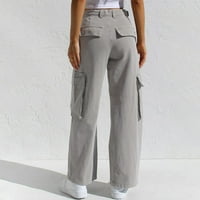 Женски Y2K панталони твърди цвят много джобен работа ежедневни дънки за жени