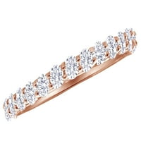 Белият естествен диамантен пръстен за вечност в 14k розово злато