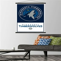 Минесота Тимбърволвс - плакат с лого с магнитна рамка, 22.375 34