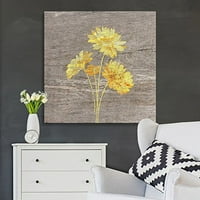 Стенско платно печат с стена изкуство Жълто дърво ефект на маргаритка Природа растения дървени панели Модерна художествена ферма кънтри цветни многоцветни топли за хол, спалня, офис - 16 x16