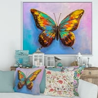 Дизайнарт 'красива пеперуда в оранжево и тюркоаз' модерна рамка платно стена арт принт