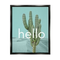 Ступел индустрии смели Здравейте Кактус поздрав сини пустинни дюни графично изкуство струя черно плаваща рамка платно печат стена изкуство, дизайн от Дж. Вайс