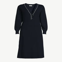 Безплатно Събрание Дамски пуловер рокля Хенли миди, размери ХС-ХСЛ