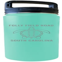 Folly Field Road South Carolina Souvenir Oz Engraved Sea -Foam Islated Double Wall Неръждаема стомана Бутилка за бутилка с вода