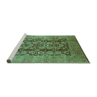 Ahgly Company Machine Pashable Indoor Square Oriental Turquoise Blue Industrial Area Rugs, 5 'квадрат