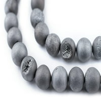 TheBeadChest Silver Round Druzy Agate Beads: Органичен скъпоценен камък кръг сферичен енергиен камък Изцеление на мощност Кристал за бижута гривна Мала Колие за изработка