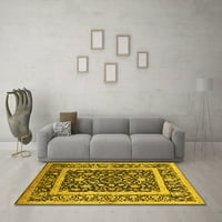 Ahgly Company Indoor Square Oriental Yellow Traditional Area Rugs, 3 'квадрат