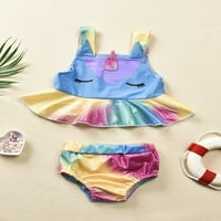 Biekopu Toddler Girls Две бански костюми, сладки точки Print Bow Front Halter Bikini върхове + долен комплект