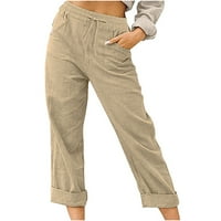 Turilly Womens Plus Size Clearance Жените ежедневни плътни цветни джобове Разпространяване на еластична талия удобни прави панталони