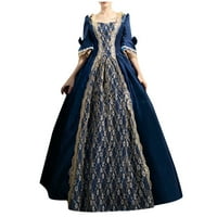 Рокли за жени с къс ръкав, отпечатана със средна дължина рокля с v-образно деколте син xl