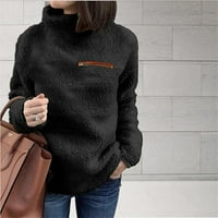 Плюс размер S-5XL пуловери за костенурка за дамски зимно руно пуловер Дами палто шерпа върхове черни 2xl