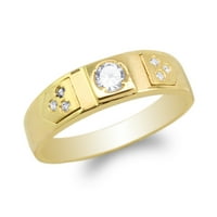 Jamesjenny Womens Yellow Gold Plated Round CZ вградена сватбена лента размер 4-10