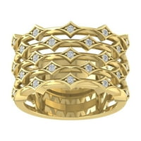 Araiya 14K Yellow Gold Diamond Multi Row Band Ring, размер 5.5