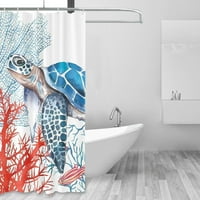 Душ завеса L-180* Морска костенурка Декор за баня морска костенурка Естетична модерна тъкан водоустойчив душ завеса комплект с кука