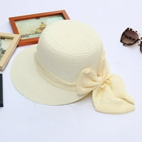 PUAWKOER летни шапки за жени широки бонграс жени слама плажна шапка малко момиче слънчева шапка сгъваеми дами шапки дрехи и аксесоари с един размер бяло