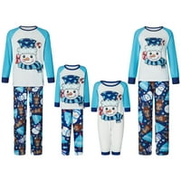 Коледна пижама за семейство, върхове за печат на снежен човек с дълъг ръкав + панталони комплекти за спални дрехи