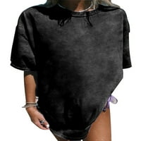 Pfysire женски обикновени торове с къс ръкав ежедневни торбички тениска блуза черни s