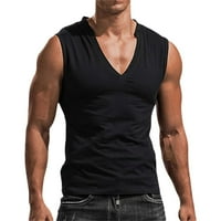 Yolai Men's Solid V Tank Tank Top Небрежно дишаща тениска без ръкави