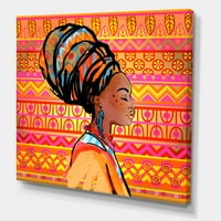 Портрет на афроамериканка с тюрбан и живопис платно Арт Принт