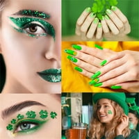 Ерландския ден на лака за нокти пайети меки керамични зелени бижута светещ татуировка на ноктите