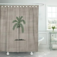 Зелен тропически реколта палмово дърво бежово плажен крем баня декор за баня за душ завеса