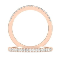 Карат 14к Розово злато кръг лаборатория отгледан микро проправи Булчински сватбен пръстен за жени