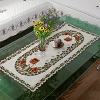 Бял правоъгълник покривка с бродирана флорална малка маса декор за дома, декор за дома, правоъгълник 108*