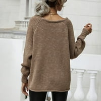 Пуловери за жени есента на зимата от рамо кръглото пуловер на врата плетен пуловер продажба или клирънс каки
