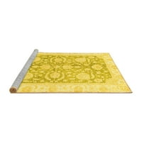 Ahgly Company Machine Pashable Indoor Round ориенталски жълти традиционни килими, 6 'кръг