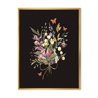 Дизайнарт 'Антични Флорални Летни Диви Цветя Аранжировка' Традиционна Рамка Платно Стена Арт Принт