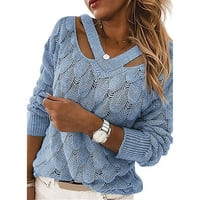Пуловери за жени Котлети джъмпер Горема пуловер Небрежен вафлен вафлен пуловер пуловер блуза върхове