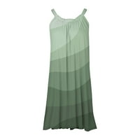 Овица Плюс размер слънце рокля линия вратовръзка боя Резервоар Дамски рокли лято течаща без ръкави плисе мини рокля за жени зелен с