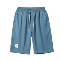 Мъжки шорти мъжки летни Плътен цвят панталони джобове Шнур хлабав ежедневни спортни бродирани тичане прави шорти мъжки бански