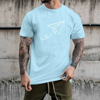 Мъжки Ризи Летни Ежедневни Хартия Самолет Печат Блуза С Къс Ръкав Кръг Врата Мъжки Върхове