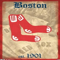 Бостън Ред Со-Ретро Лого Плакат За Стена, 22.375 34