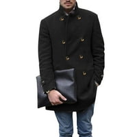 Yinmgmhj качулки за мъже зимни мъже тренч палто стилни якета версия на изкуствено вълнено мъжко яке двойна яка топло вълнено палто черно + xl