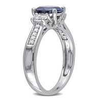 Тангело 1-Каратов Т. Г. В. създаде син и бял сапфирен диамант-акцент 10кт Бяло Злато три каменни пръстен