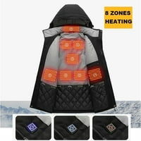 Ploreser Men USB отопляемо яке, зони отопление леко отопляемо палто, зимно на открито топло електрическо отоплително козина за отоплително облекло за изходни дрехи с мощност