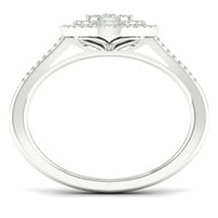 Империал 1 4кт ТДВ диамант 10к Бяло Злато круша клъстер ореол годежен пръстен