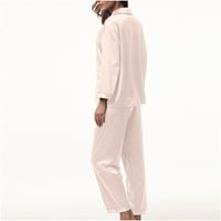 Pajamas Pajamas Комплекти за женски два тоалета Дълги ръкави заспиване Сатени меки бутон надолу шезлонг PJS комплект