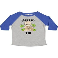 Мастически сладък ленив обичам моя Tio със зелени листа подарък за малко дете или тениска за момиче