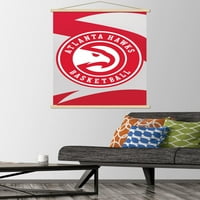 Atlanta Hawks - Плакат за стена с лого с дървена магнитна рамка, 22.375 34