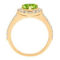 2. CT Brilliant Heart Cut Clear Simulated Diamond 18K Yellow Gold Halo Solitaire с акценти пръстен SZ 11