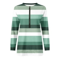 Aboser Striped Print Половин по -цип Суитчър Женски клирънс Голяма ризи Моден дълъг ръкав Ревел блузи Небрежни свободни годни суичър