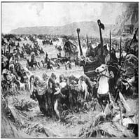 Балканско въстание, 1876 г. N'Turks и Tartars се завръщат от опустошаването на Сърбия. Линейна гравиране, 19 век. Печат на плакат от