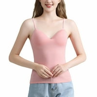 Merqwadd жени горна риза Пласивен цвят тънък дълбок V-образен подплатен горен горещ камизол