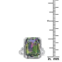 Superjeweler Carat Mystic Topaz и Halo Diamond Ring за жени