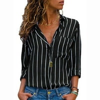 Айолани жени риза с дълъг ръкав жени ежедневни райета печат с дълъг ръкав риза блуза бутон надолу върхове