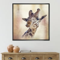 Дизайнарт 'близък план портрет на жираф ви' Ферма рамка платно стена арт принт